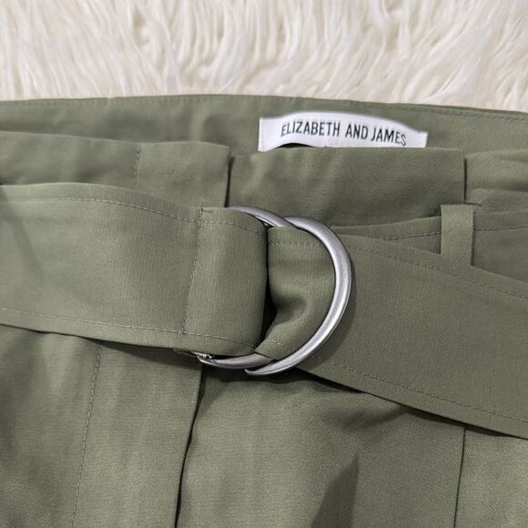 ELIZABETH AND JAMES Olive Green Women's Belted Shorts Size 6/28 - Picture 11 of 11